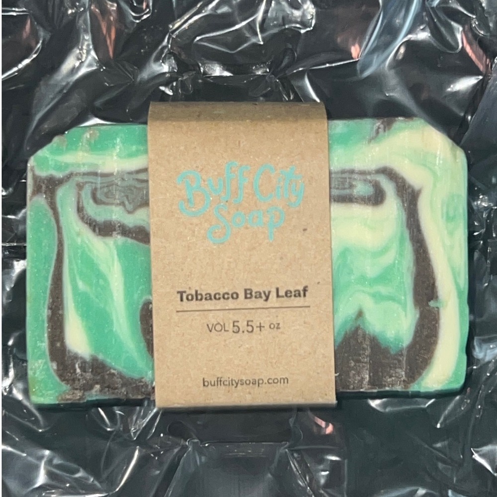 Buff City Soap Tobacco Bay Leaf Bar Soap Green 5.5oz New Artisan Handcrafted
